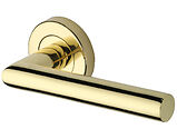 Heritage Brass Athena Design Door Handles On Round Rose, Polished Brass - V3840-PB (sold in pairs)