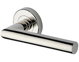 Heritage Brass Athena Design Door Handles On Round Rose, Polished Nickel - V3840-PNF (sold in pairs)