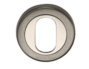 Heritage Brass Oval Profile Key Escutcheon Mercury Finish, Satin Nickel With Polished Nickel - V4010-MC