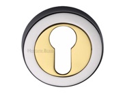 Heritage Brass Euro Profile Key Escutcheon, Dual Finish Polished Chrome With Polished Brass - V4020-CB
