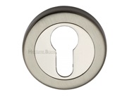 Heritage Brass Euro Profile Key Escutcheon, Mercury Finish Satin Nickel With Polished Nickel - V4020-MC