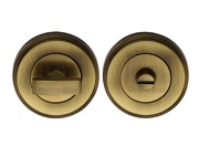 Heritage Brass Round 50mm Diameter Turn & Release, Antique Brass - V4040-AT