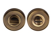 Heritage Brass Round 50mm Diameter Turn & Release, Antique Brass - V4045-AT