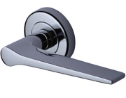 Heritage Brass Gio Door Handles On Round Rose, Polished Chrome - V4189-PC (sold in pairs)
