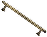 Heritage Brass Contour Design Cabinet Pull Handle With 16mm Circular Rose (96mm, 128mm OR 160mm C/C), Antique Brass - V4447-AT