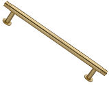 Heritage Brass Contour Design Cabinet Pull Handle With 16mm Circular Rose (96mm, 128mm OR 160mm C/C), Satin Brass - V4447-SB