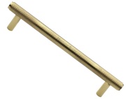 Heritage Brass Knurled Design Cabinet Pull Handle (96mm, 128mm OR 160mm C/C), Polished Brass - V4458-PB