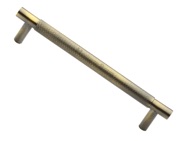 Heritage Brass Partial Knurled Design Cabinet Pull Handle (96mm, 128mm OR 160mm C/C), Antique Brass - V4461-AT