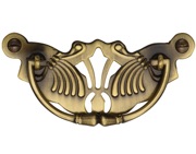 Heritage Brass Cabinet Pull On Ornate Backplate, Antique Brass - V5021-AT