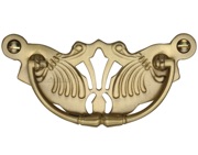 Heritage Brass Cabinet Pull On Ornate Backplate, Satin Brass - V5021-SB