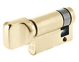 Zoo Hardware Vier Precision Euro Profile Single Body Cylinder Turn Only, Polished Brass - V5EP40STPB