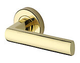 Heritage Brass Poseidon Design Door Handles On Round Rose, Polished Brass - V6230-PB (sold in pairs)