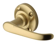 Heritage Brass Windsor Door Handles On Round Rose, Satin Brass - V720-SB (sold in pairs)