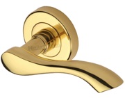 Heritage Brass Algarve Door Handles On Round Rose, Polished Brass - V7210-PB (sold in pairs)