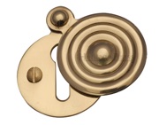 Heritage Brass Standard Round Reeded Covered Key Escutcheon, Polished Brass - V972-PB