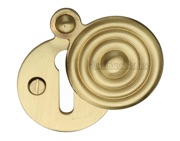 Heritage Brass Standard Round Reeded Covered Key Escutcheon, Satin Brass - V972-SB