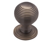 Heritage Brass Reeded Cabinet Knob With Base (32mm OR 38mm), Satin Nickel - V973-SN