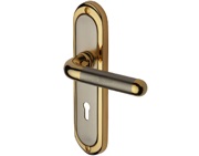 Heritage Brass Vienna Jupiter Finish, Satin Nickel With Gold Edge Door Handles - VIE3300-JP (sold in pairs)