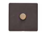 M Marcus Electrical Verona 1 Gang 2 Way On/Off Dimmer Switch, Matt Bronze With Antique Brass Switch - VR9.260.250.AB