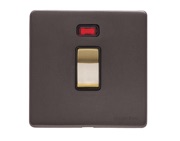 M Marcus Electrical Verona 20 Amp D.P. Switch With Neon, Matt Bronze With Polished Brass Switch - VR9.106.PBBK