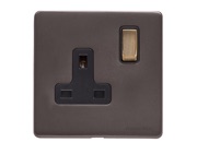 M Marcus Electrical Verona Single 13 AMP Switched Socket, Matt Bronze With Antique Brass Switch - VR9.140.ABBK