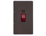 M Marcus Electrical Verona 45 Amp Cooker Switch With Neon, Tall Plate, Matt Bronze With Red Switch - VR9.161.BK