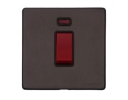 M Marcus Electrical Verona 45 Amp Cooker Switch With Neon, Single Plate, Matt Bronze With Red Switch - VR9.163.BK