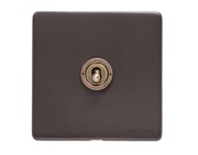 M Marcus Electrical Verona 20 AMP 1 Gang 2 Way Dolly Switch, Matt Bronze With Antique Brass Switch - VR9.2400.AB