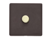 M Marcus Electrical Verona 1 Gang Trailing Edge Dimmer Switch, Matt Bronze With Polished Brass Switch - VR9.260.TED.PB