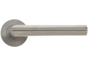 Zoo Hardware Vier Mitred Lever On Round Rose, Satin Stainless Steel - VS010S (sold in pairs)