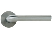 Zoo Hardware Vier Radius Lever On Round Rose, Satin Stainless Steel - VS020S (sold in pairs)