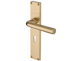 Heritage Brass Octave Door Handles On 200mm Backplate, Satin Brass - VT5900-SB (sold in pairs)
