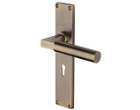 Heritage Brass Bauhaus Door Handles On 200mm Backplate, Antique Brass - VT6300-AT (sold in pairs)