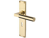 Heritage Brass Bauhaus Door Handles On 200mm Backplate, Polished Brass - VT6300-PB (sold in pairs)