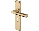 Heritage Brass Bauhaus Door Handles On 200mm Backplate, Satin Brass - VT6300-SB (sold in pairs)