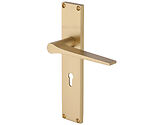 Heritage Brass Gio Door Handles On 200mm Backplate, Satin Brass - VT8100-SB (sold in pairs)