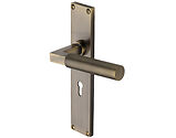 Heritage Brass Bauhaus Knurled Door Handles On 200mm Backplate, Antique Brass - VT9300-AT (sold in pairs)
