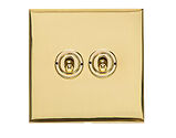 M Marcus Electrical Winchester 20 AMP 2 Gang 2 Way Dolly Switch, Polished Brass - W01.2410.PB
