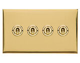 M Marcus Electrical Winchester 20 AMP 4 Gang 2 Way Dolly Switch, Polished Brass - W01.2430.PB