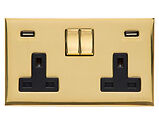 M Marcus Electrical Winchester Double 13 AMP USB Switched Socket, Polished Brass - W01.255.PBB-USB