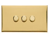 M Marcus Electrical Winchester 3 Gang 2 Way Push On/Off Dimmer Switch, Polished Brass (250 OR 400 Watts) - W01.580.250