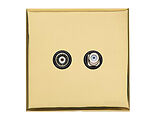 M Marcus Electrical Winchester 2 Gang TV/ Satellite Socket, Polished Brass - W01.615.BK