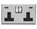 M Marcus Electrical Winchester Double 13 AMP USB Switched Socket, Polished Chrome - W02.255.PCB-USB