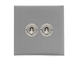 M Marcus Electrical Winchester 20 AMP 2 Gang 2 Way Dolly Switch, Satin Chrome - W03.2410.SC