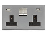 M Marcus Electrical Winchester Double 13 AMP USB Switched Socket, Satin Chrome - W03.255.SCB-USB