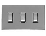 M Marcus Electrical Winchester 3 Gang Rocker Switch, Satin Chrome - W03.520.SCBK