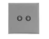 M Marcus Electrical Winchester 2 Gang TV Coaxial Socket, Satin Chrome - W03.681.BK