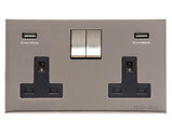 M Marcus Electrical Winchester Double 13 AMP USB Switched Socket, Satin Nickel - W05.255.SNB-USB
