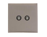 M Marcus Electrical Winchester 2 Gang TV Coaxial Socket, Satin Nickel - W05.681.BK