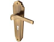 Heritage Brass Waldorf Art Deco Style Door Handles, Antique Brass - WAL6500-AT (sold in pairs)